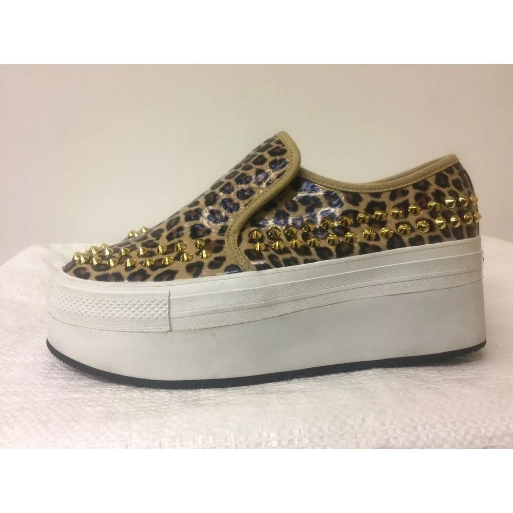 IIJIN women size EU 38 US 9 platform fashion sneakers  manmade -leopard print
